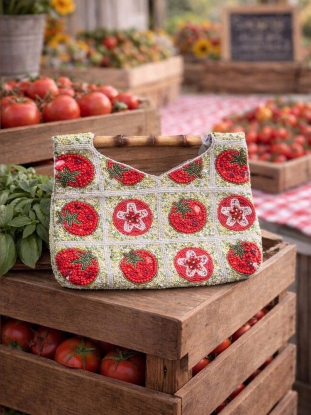 New Funky Garden Tomatoes Beaded Cocktail Bag Purse Clutch Viral TikTok India